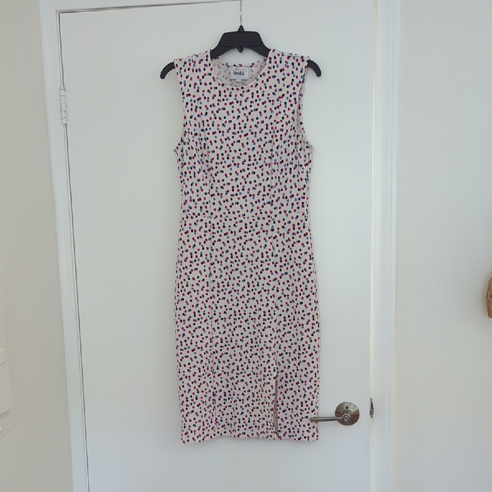 Leota Pink and Black Patterned Midi Dress
